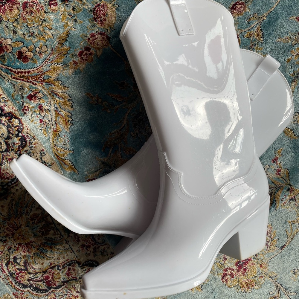 White cowboy rain boots!